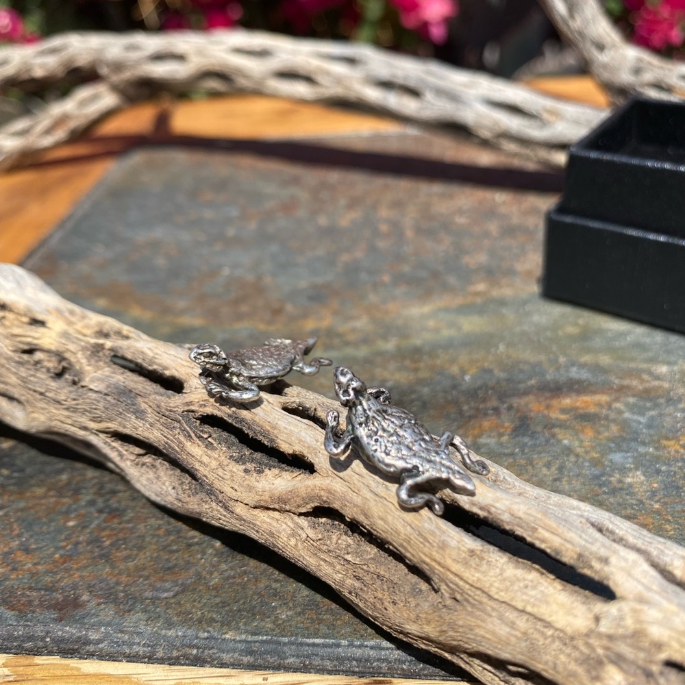 Silver Horny Toad Earrings